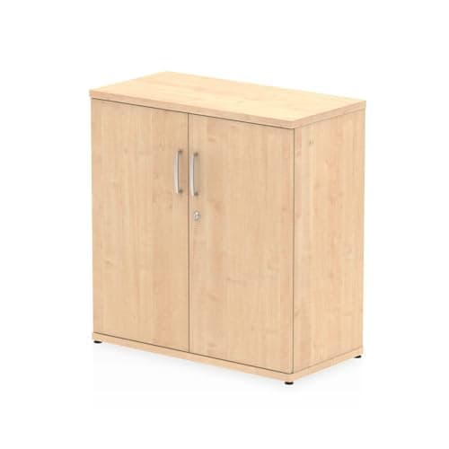 Image of OPO Impulse Freestanding 800/1200/1600/2000mm Storage Cupboard Mechanism & Lockable Office Storage 2 Shelves | Heat Resistant Beech Melamine Finish Maple 800