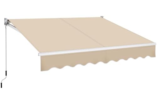 Image of Yaheetech 2.5 x 2m Retractable Manual Awning, Garden Outdoor Canopy Awning Sun Shade Shelter with Fittings and Hand Crank Anti-UV and Waterproof for Patio/Yard/Balcony, 280g/m² Polyester, Beige