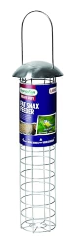 Image of Garden Store Direct Heavy-Duty Deluxe Stainless Steel Large 30cm Hanging Wild Bird Feeders - Seed, Peanut/Sunflower Hearts or Fat Ball Versions, (Fat Ball Suet Feeder)