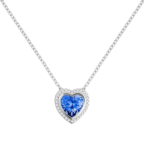 Image of RADLEY Womens Sterling Silver Blue Cubic Zirconia Stone Set Heart Necklace