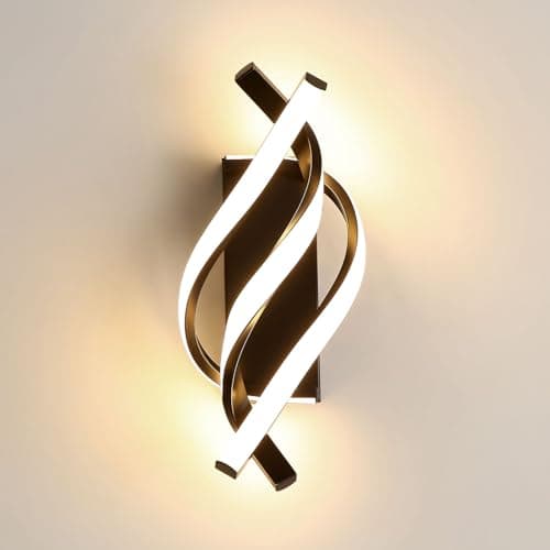 Image of Dorlink Modern LED Wall Light 22W Black Spiral Aluminum Modern LED Wall Lamp, 3000K Warm Light Indoor Wall Lighting Fixtures for Bedside, Hallway, Stair, Living Room, Bedroom