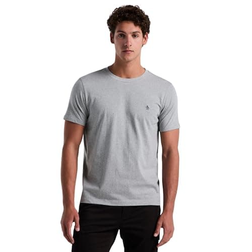 Image of Original Penguin Mens Small Embroidered Logo T-Shirt, Rain Heather, 080, XXL UK