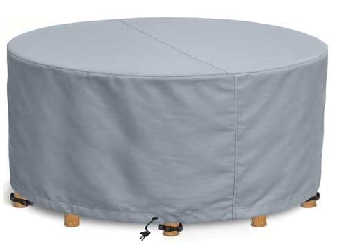 Image of Kingsbridge Grey Heavy Duty 600D Waterproof Round Patio Table Cover (220cm), Anti UV, Breathable, Double Stitching, 220x80cm