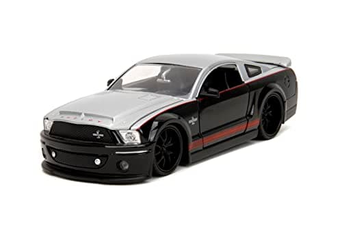 Image of Jada Big Time Muscle 1:24 2008 Ford Shelby GT-500KR Die-Cast Car, Toys for Kids and Adults(Black/Silver)
