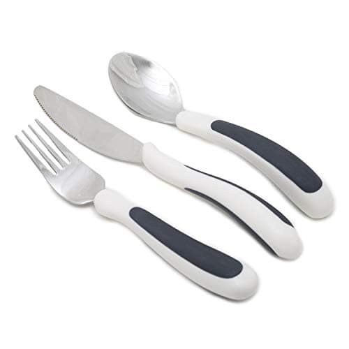 Image of NRS Healthcare M80270 Kura Care Adult Cutlery Set, Easy Grip Set, Black & White