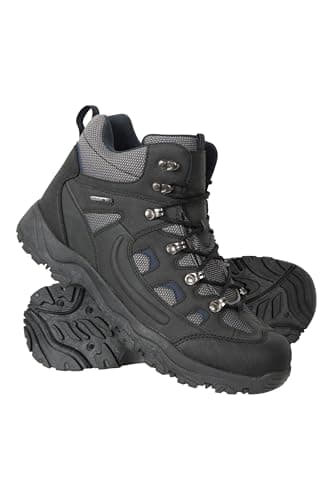 Image of Mountain Warehouse Adventurer Mens Waterproof Boots - IsoDry Shoes with Synthetic Upper, Mesh Lining, Deep Lugs & EVA Cushioning - Spring Summer, Hiking & Outdoors Black Adult Shoe Size 10