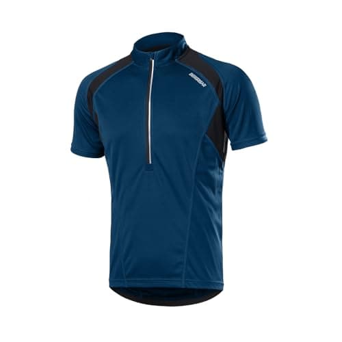 Image of BERGRISAR Half Zipper Cycling Jersey Mens Cycle Top Short Sleeves Bike Shirt Breathable Quick-Dry MTB Jersey BG060 Dark Blue Large