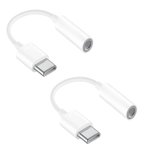 Image of USB C to 3.5mm Jack Adapter, 2 Pcs USB Type C to Headphone Aux Digital Audio Earphone Adaptor. Headphone Adapter Compatible with All Android/Apple Headphones Audio Adapter Cable (White)