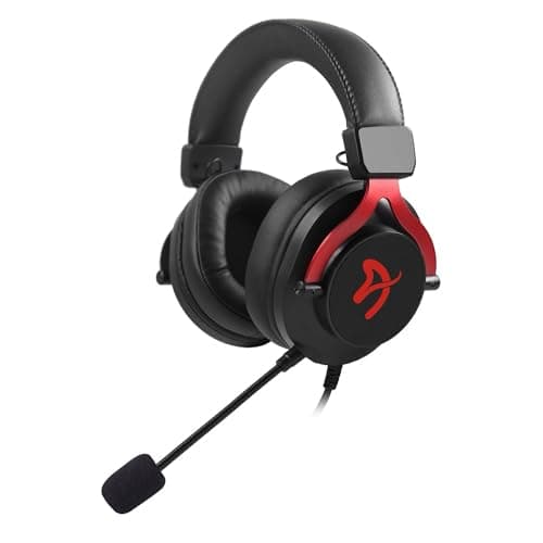 Image of Arozzi Aria Gaming Headset with Detachable Microphone 50mm Drivers Microphone Mute Button Volume Control Aluminum Frame and 7.25 ft Braided Cable - Red