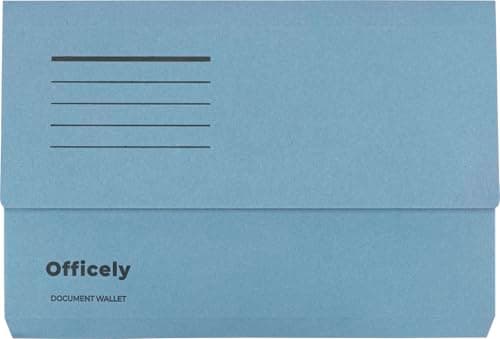 Image of Officely Document Wallets Foolscap 285gsm, Blue - Box of 50