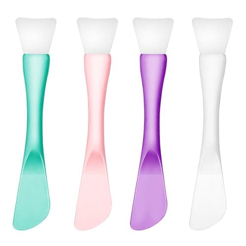 Image of 4 PCS Face Mask Applicator, Silicone Face Mask Brush Double-End Reusable Facial Masks Brushes Washable Cosmetic Spatula Beauty Spatula Tools for Apply Cream Lotion Mud Clay Gel Foundation
