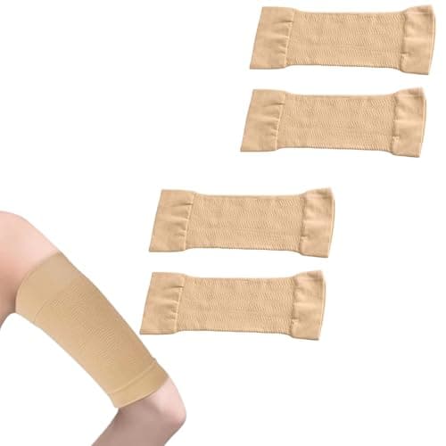 Image of Elenviorina Arm Support Compression Sleeve 2 Pairs Elbow Compression Sleeve Slimming Arm Shaper Nude Stretch Arm Sleeves,Skin Color Elastic Arm Support for Workout, Shaping & Circulation Improvement