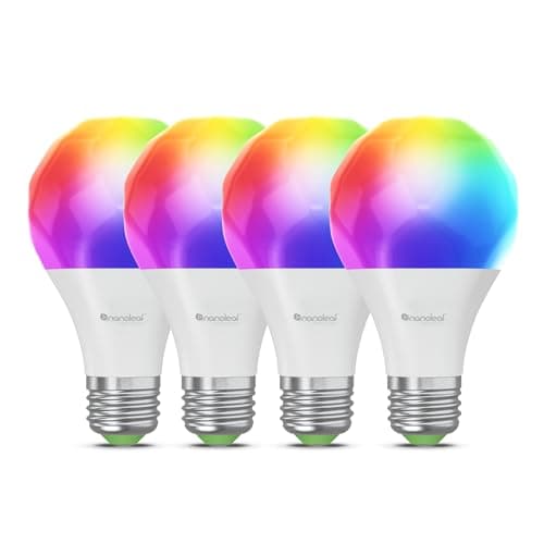 Image of Nanoleaf Matter Essentials WLAN Light Bulbs E27, 4 Smart RGBW LED Bulbs - 16 Million Colours, Individual Schedules, App & Voice Control (Compatible with Alexa, Apple & Google Home), Decoration