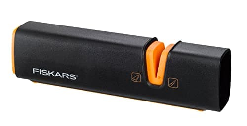 Image of Fiskars Knife Sharpener for Sharp Knife Blades Made of Steel, Ceramic Sharpening Stone, Edge, Roll-Sharp, Black/Orange, 1003098