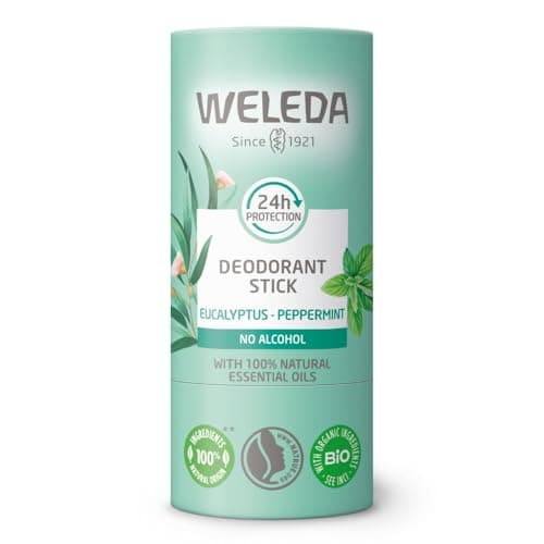Image of Weleda Deodorant Stick Eucalyptus & Peppermint, alcohol & aluminium free, 24hr long-lasting protection, natural essential oils, vegan, sustainable plastic-free packaging, 50g