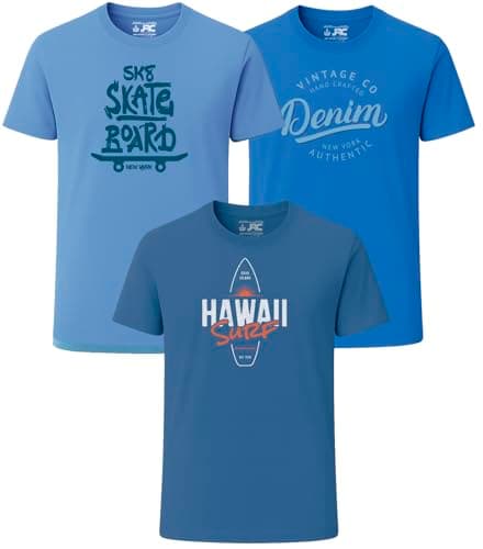 Image of JRC Just Royal Clothing 3 Pack Men's Printed Crew Neck T-Shirts, 100% Cotton Short Sleeve Graphic Tops (P5, XXXL)