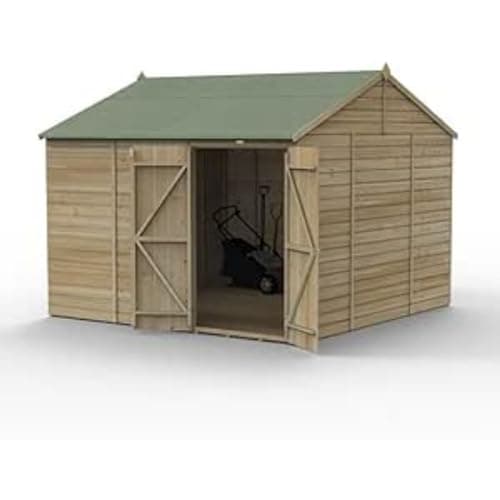 Image of Forest Garden Beckwood 10x10 Reverse Apex Shed | No Windows | Double Door|25 Year Anti-Rot Guarantee