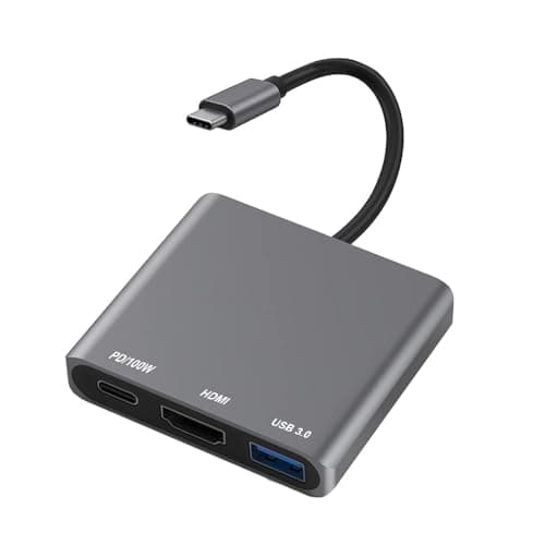 Image of USB C to HDMI Adapter, USB Type C Converter to 4K-Hdmi, Digital AV Multiport Adapter, 3 in 1 Hdmi to USBC 3, 100W PD for MacBook Pro Air, Pad I-phone 15/16/17 Pro Max, Laptops Samsang Windows 11/10/8