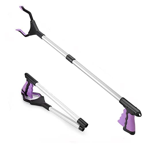Image of 26 inch Litter Picker Grabber Stick, Foldable Small Grabber Reacher Tool for Kids, Trash Picker Grabber Reacher Tool Heavy Duty Short Reacher Grabber Pickup Tool for Elderly (26" Purple)