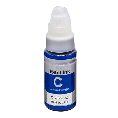 Image of Go Inks Compatible GI-590 Cyan Ink Bottle - 1 Pack 70ml Replacement for use with Canon PIXMA G1510 G2510 G3510 G4510 G3500 G2500 G1500 G4500 G1501 G2501 G3501 G4511