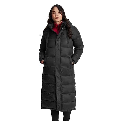 Image of TOG24 Cautley Womens Long Padded Jacket, Chunky Quilted Hooded Coat, Wind Resistant & Warm Womens Coat With Insulated Filling. Made With A 2 Way Zip Opening & With A Hood