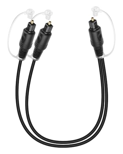 Image of RIIEYOCA Digital Optical Audio Splitter 1 in 2 out, Toslink Fiber Optic 1 Male to 2Male Cable for Home Theater, Blu-ray Player, Stereo System (0.5M)