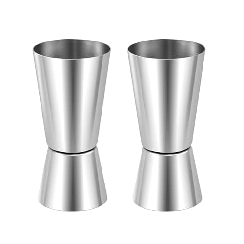 Image of 2 Pcs Spirit Measure, Shot Measures for Spirits, Alcohol Measure for Spirits, Drink Measures for Spirits, Stainless Steel Double Spirit Measures 25ml 50ml for Bar Home Wine Measurements