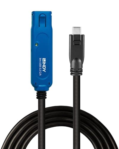 Image of LINDY 8m USB 3.2 Gen 1 Type C to A, Active Extension Cable Pro, Long Distance USB Connection, PCs, Macs, Laptops, MacBook, Tablet, Smartphone, PS5, VR Headset, Printer, Webcam, Ext Drive etc.