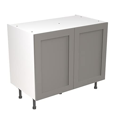 Image of Kitchen Kit Flatpack Base Cabinet - Shaker Door - Screwless Quick Build Kitchen Unit - Base Unit - 1000x870mm - Dust Grey Matt
