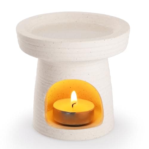 Image of Bighan Wax Melt Burner Black&White Wax burner Ceramic Oil Burners Assorted Wax Warmer Aromatherapy Holder Candle Scented Diffuser Home Bedroom Decor - Beige