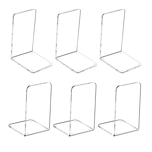 Image of MerryNine Plastic Acrylic Bookends 3 Pair Organizer Bookshelf Decor Decorative Bedroom Library Office School Supplies Stationery Gift (Plastic Acrylic_3 Pairs)