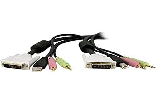 Image of StarTech.com 4-in-1 Cable for KVMs with Dual Link DVI and USB - Audio & Microphone Cables Built-in - 6ft (2m) (DVID4N1USB6)
