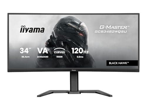 Image of iiyama G-Master GCB3482WQSU-B1 34 inch 120Hz Curved UWQHD, 0.6ms (MPRT) VA LCD with Adaptive Sync/FreeSync Premium, 3440x1440, 2 x HDMI, 1 x DisplayPort, 2 x USB-C (7.5W), Height Adjustable Stand