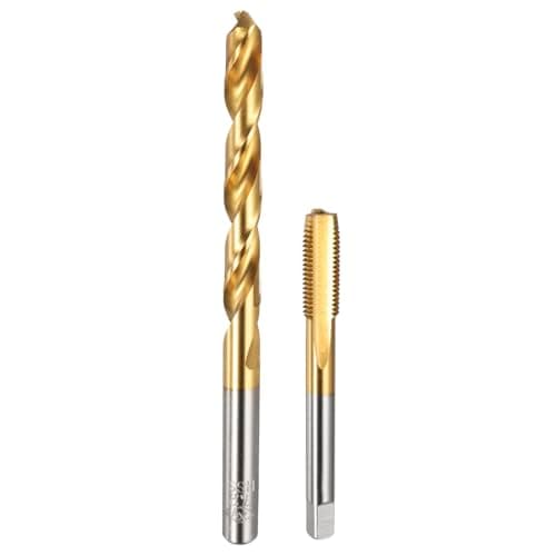 Image of sourcing map Tap and Drill Bit Set, 1pcs M8 x 0.75 Straight Flute Thread Screw Tap & 1pcs 7.2mm Twist Drill Bit, Titanium Coated HSS-6542 Tapping Threading Tool Kit