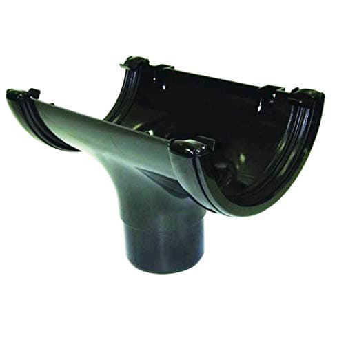 Image of Pack of 2 - FLOPLAST 112mm Half Round Gutter Running Outlet - Black