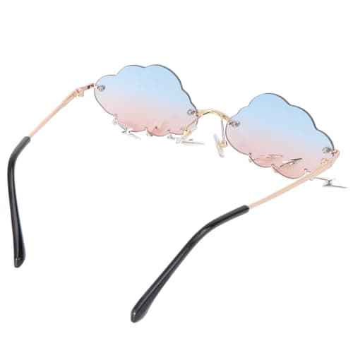 Image of Alipis Cloud Sunglasses Rimless Pink Colored Lenses Lightweight Glasses for Women Festival and Party