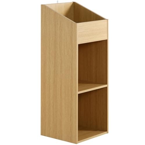 Image of Charles Jacobs 2 Tier Modern Vinyl Record LP Storage Unit - Oak Effect