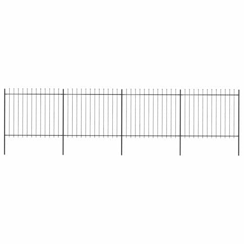 Image of vidaXL Garden Fence Spear - Black Powder-Coated Steel Outdoor Barrier, Extendable 6.8x1.5m with Spear Tops for Home & Garden Security