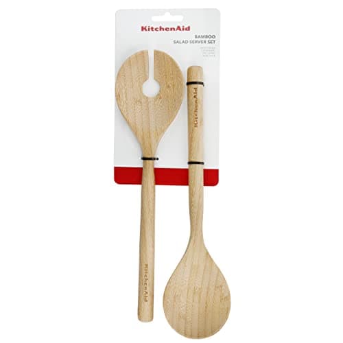 Image of KitchenAid Salad Serving Set (2 Piece Set), Bamboo, Length: 30 cm, Wooden Spoon and Fork, KQG607OHBBE, DX325