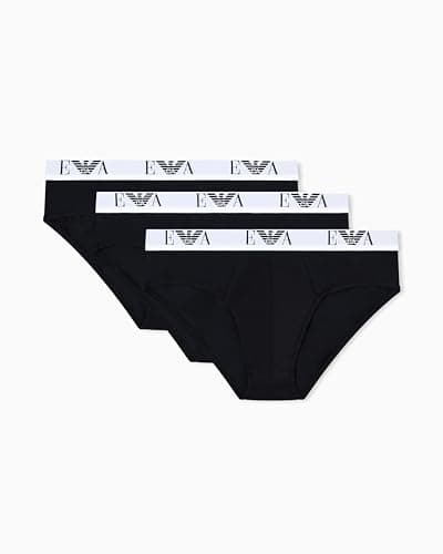 Image of Emporio Armani Man's Bold Monogram 3-Pack Brief, Black, S