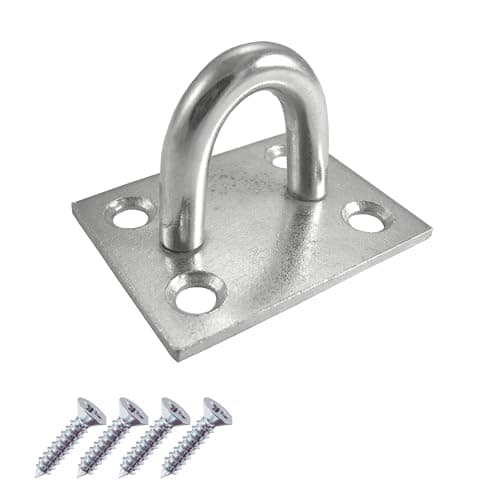 Image of Keypak Security Staple on Plate, 50mm, Zinc Plated, Heavy-Duty Corrosion Resistant for Outdoor Use - for Chain to Gate or Fence Posts, Wall & Ceiling Hooks Hanger
