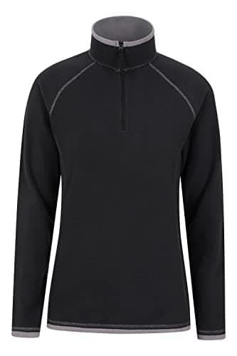 Image of Mountain Warehouse Montana Womens Microfleece - Breathable Ladies Sweater, Quick Drying Pullover, Warm Fleece Jacket, Half Zip - Spring Summer, Travelling Black Women's Size 12