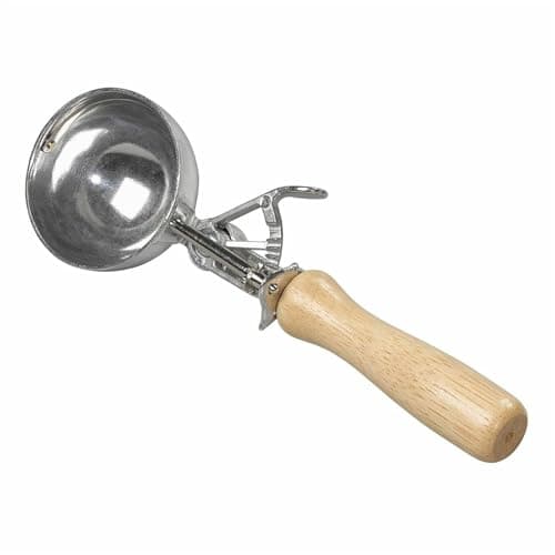 Image of Tala Pull Handle Food Scoop, Traditional Style with Wooden Handle, Perfect for Serving Sized portions of Ice Cream, Mashed Potato and Many Other Foods, Dishwasher Safe