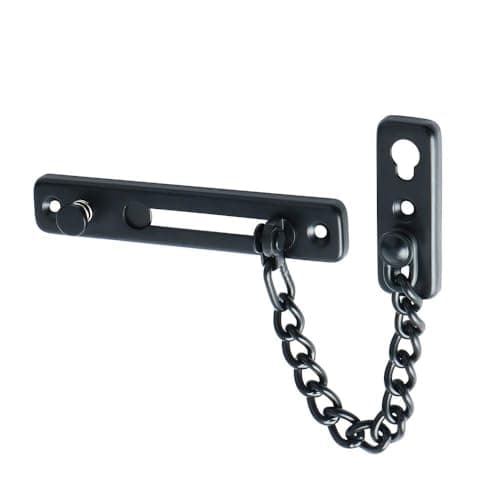 Image of Mooche Door Chain, Chain Lock, Stainless Steel Door Chain Locks with Safety Spring, 17CM Anti-Theft Push Closure Door Locks, Door Chain Internal Door Lock, Door Chains for Front Door, Black