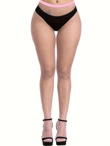 Image of Boolavard Fishnet Stockings, High Waist Tights for Women, Sparkle Rhinestone Fishnets Party, Fish Net Tights Ladies Plus Size One Size Fit All (UK, Alpha, One Size, Regular, Regular, Pink)