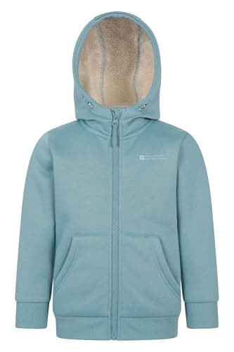 Image of Mountain Warehouse Alpine II Kids Full-Zip Hoodie - Warm & Cozy Top with Sherpa Lining, For Boys & Girls - Best for Autumn, Winter, Outdoors, Walking, Hiking Teal Kids Size 11-12 Years