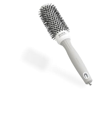 Image of Olivia Garden Expert Blowout Shine – White & Grey - 35 - Ceramic Coated Round Brush for Smooth Blowout, Frizz-Free Hair & Radiant Shine