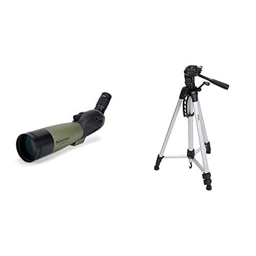 Image of Celestron 52250 80 mm Ultima Spotting Scope 45 Degrees & Amazon Basics 60-Inch Lightweight Tripod with Bag