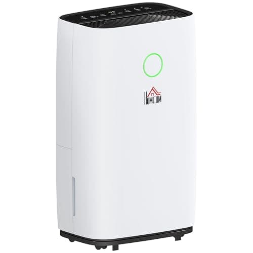 Image of HOMCOM 20L/Day Portable Dehumidifier for Home, with LED Screen, Sleep Mode, 24H Timer, 4L Water Tank, Electric Air Dehumidifier for Damp Laundry Bedroom Basement