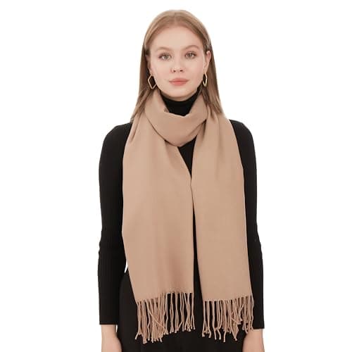 Image of Dark Camel Pashmina Shawls and Wraps for Women - Womens Ladies Scarves Pashmina Shawl & Wrap - Evening Dresses Wedding Scarf for Ladies - Soft Large Warm Thin Spring & Summer (Dark Camel)